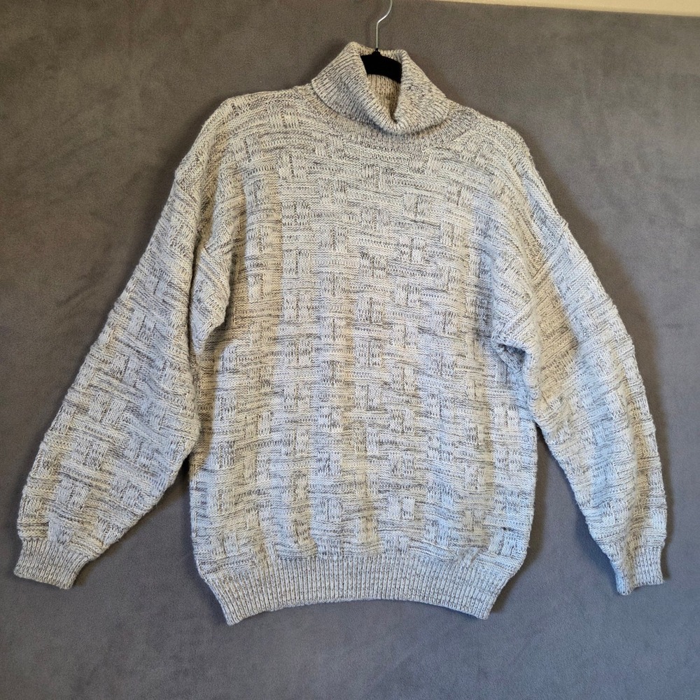 Vintage 90s Sync Unionbay Chunky Turtleneck Sweater Men Medium Basketweave Knit